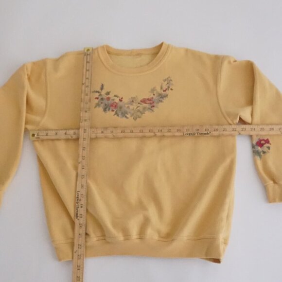 Vintage Northern Reflections Mustard Yellow Floral Print Crewneck Sweater M - Picture 4 of 10